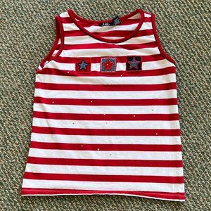 CB Casual patriotic red/white striped tank top, size small